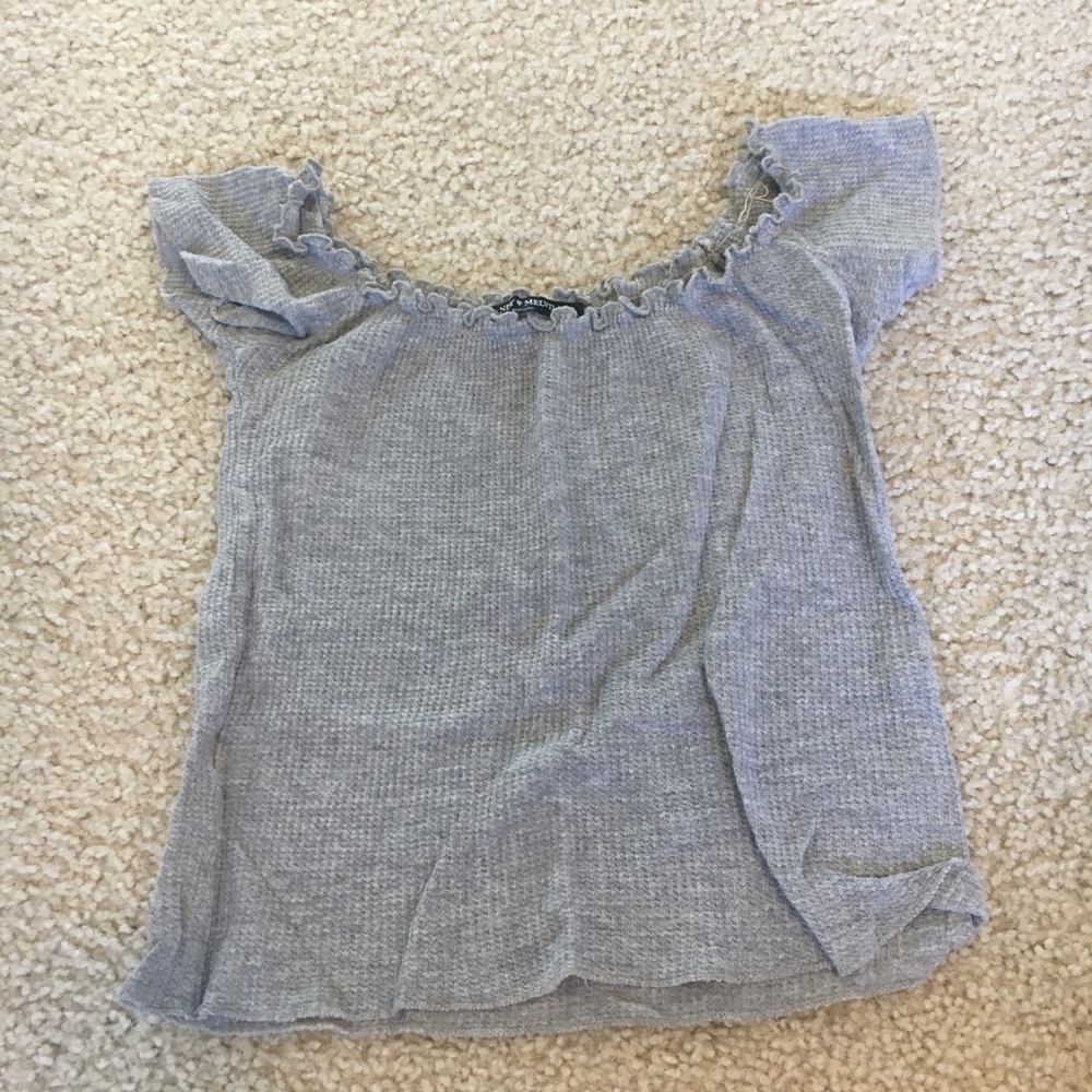 Brandy Melville gray thermal off the shoulder top